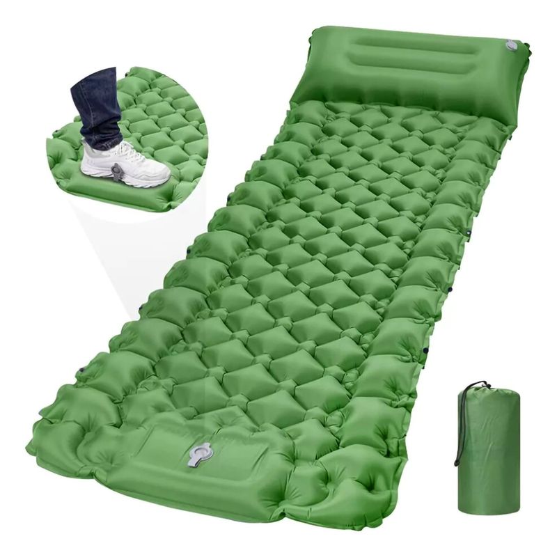 GENERICO - Colchoneta De Dormir Inflable Con Bomba De Pie-Verde