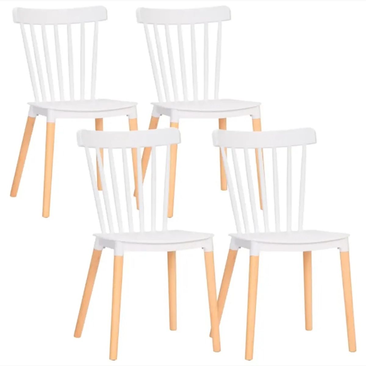 CORI CORI - Juego de Comedor Vidrio 120x80cm + 4 Sillas Windsor Blanco