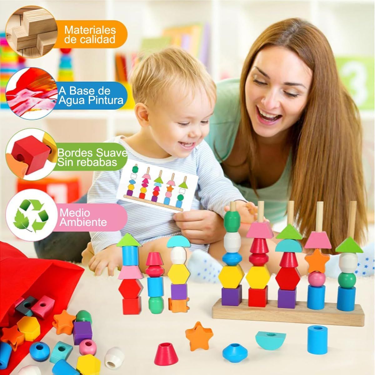 GENERICO - Juguetes Montessori Secuenciación De Uentas Regalo Para Niños