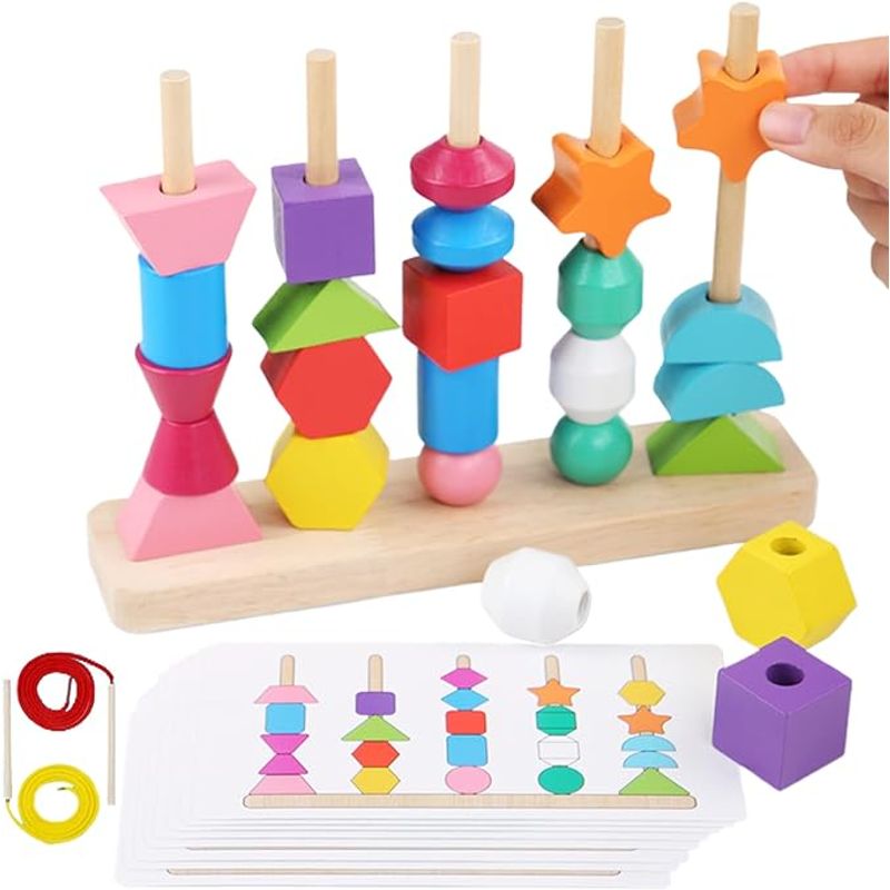 GENERICO - Regalo Infantil De Madera Para Aprender Apilar Cuentas