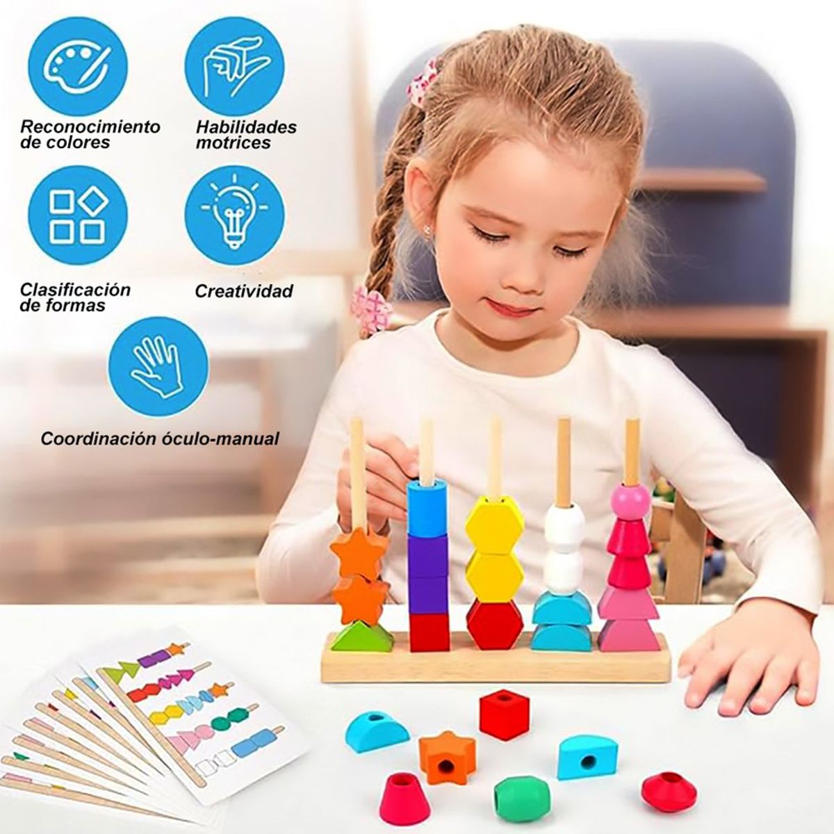 GENERICO - Regalo Infantil De Madera Para Aprender Apilar Cuentas
