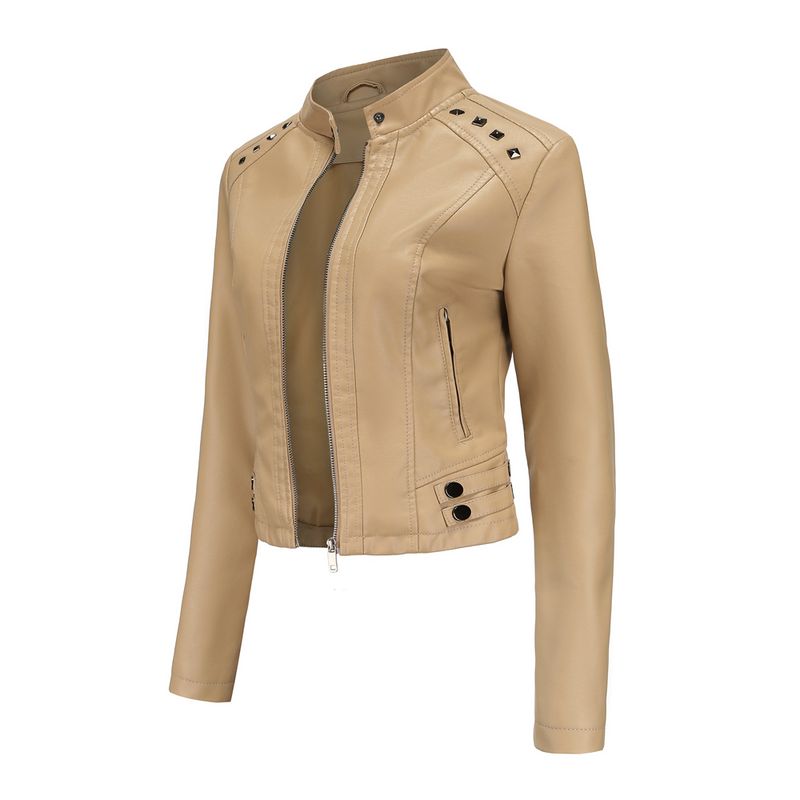 RURUTOTO - Chaqueta Biker PU Mujer Beige.