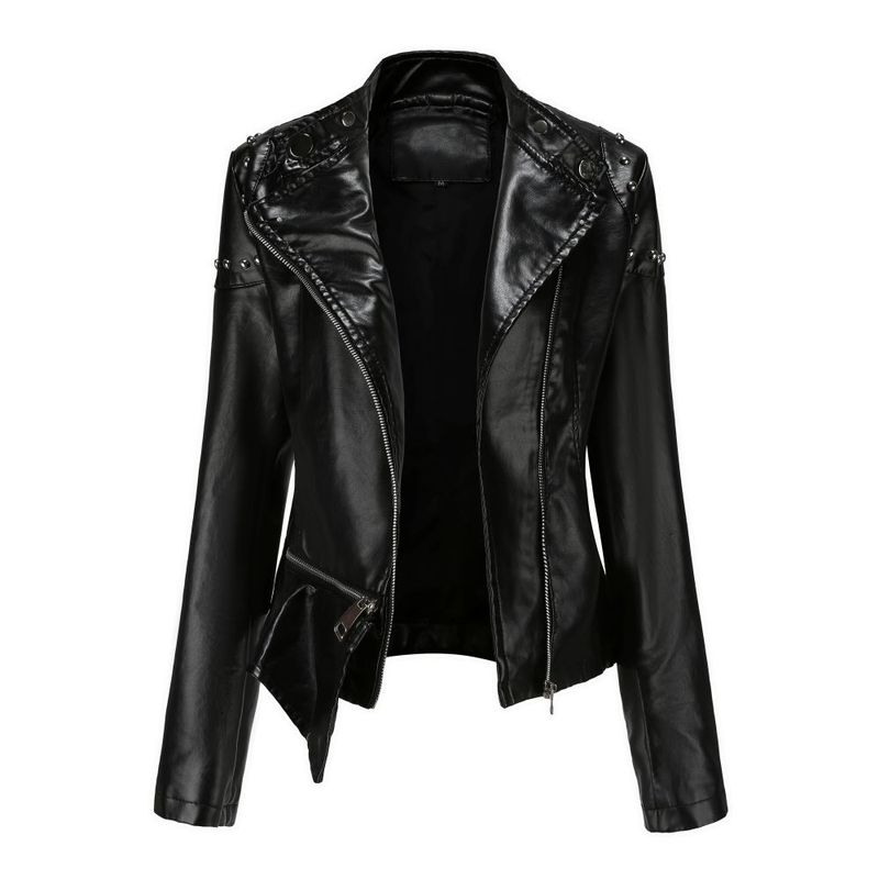 RURUTOTO - Chaqueta PU Mujer Negro.