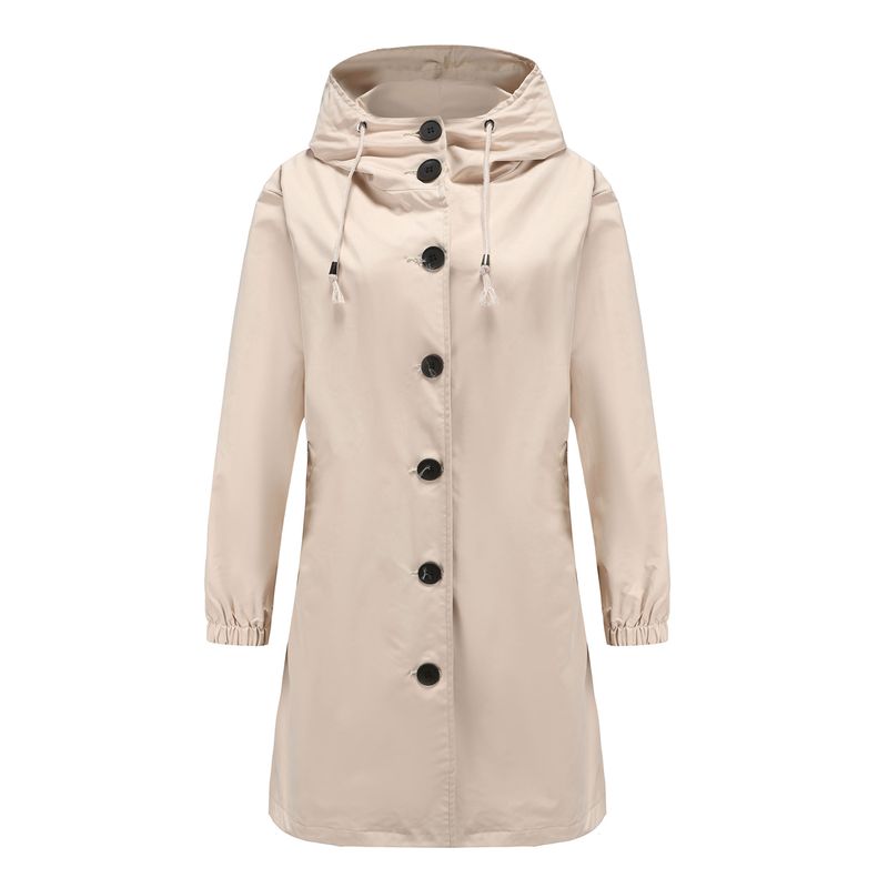 RURUTOTO - Chaqueta Larga Casual Impermeable Mujer Beige