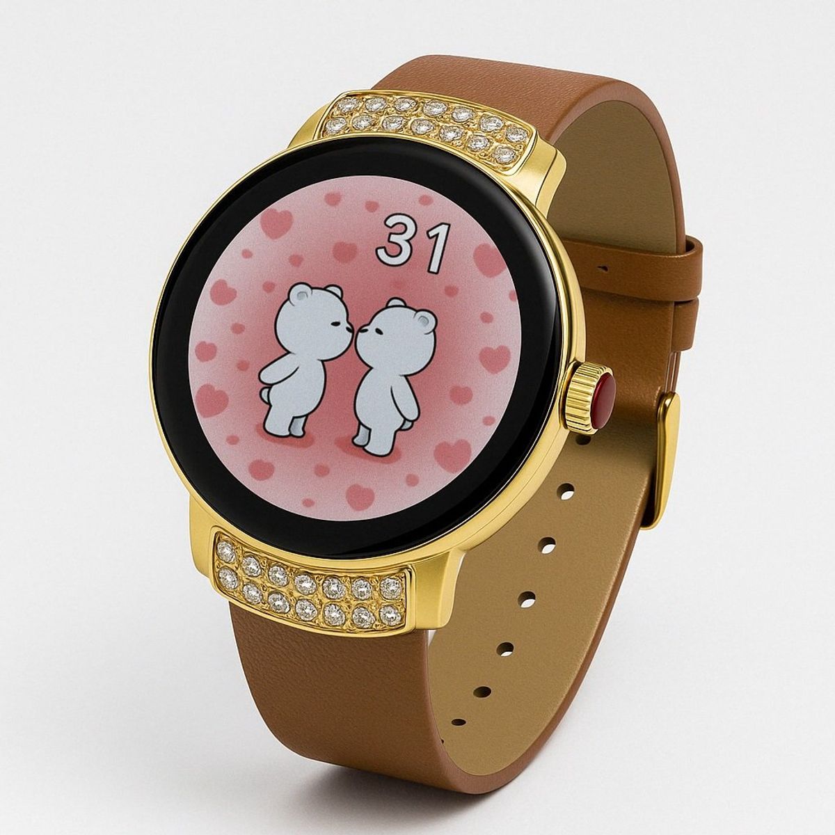 STARTECHOFFICE - Smartwatch de Lujo Mujer Pulsera Acero Incrustaciones 2 Correas Amoled Notificaciones Compatible