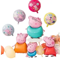 GENERICO - Set de Globos aluminio 8 piezas peppa pig familia