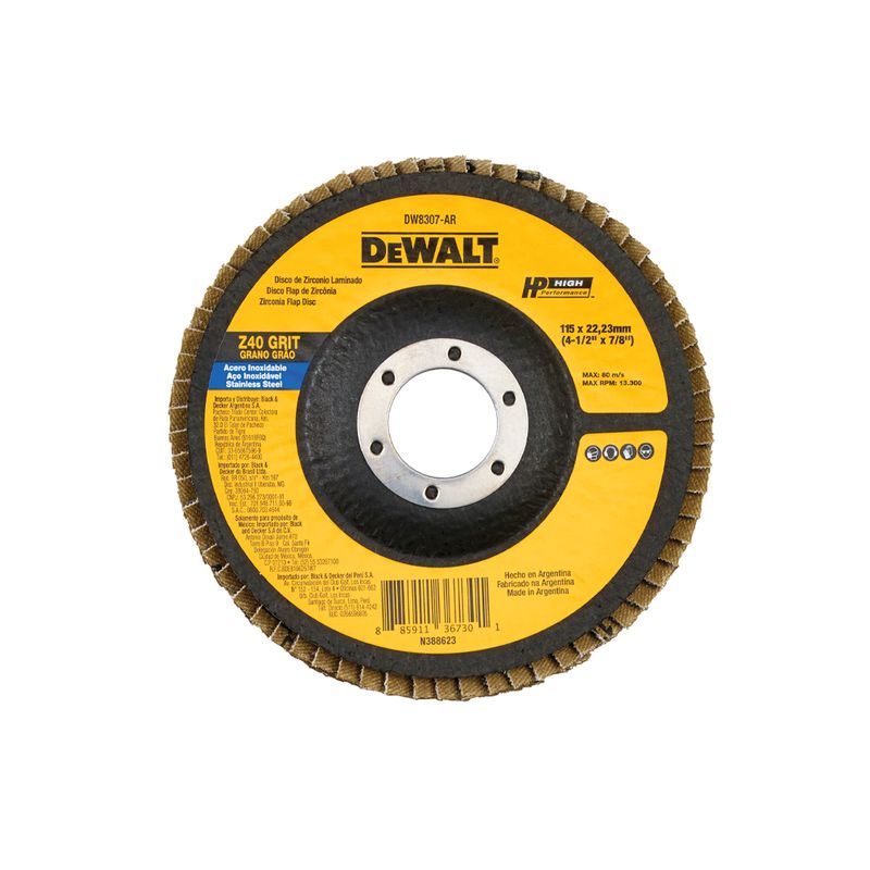 DEWALT - Disco Traslapado Zirconia Dewalt 4-1/2x7/8 Gr 40 DW8307-BR
