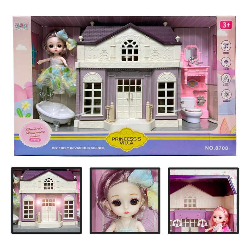 IPLAY - Casa De Muñeca Showerroom Muñeca Musica Luces Princess Villa