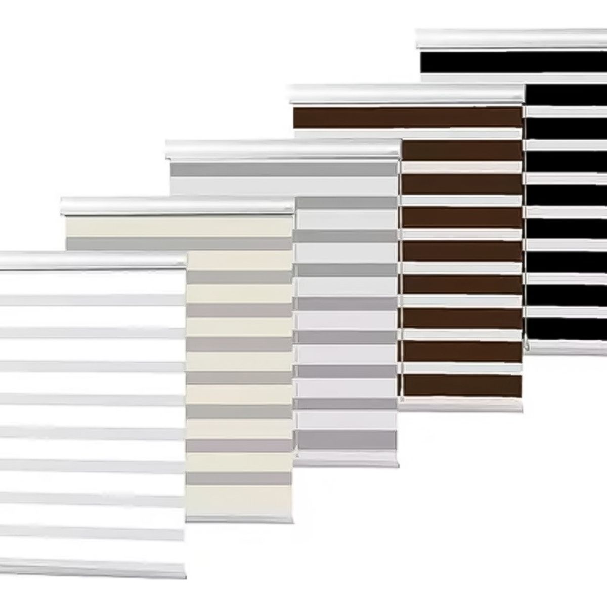 GENERICO - Cortina Roller Jaspeada Duo Zebra Dia Noche 120x200cm Cafe Claro