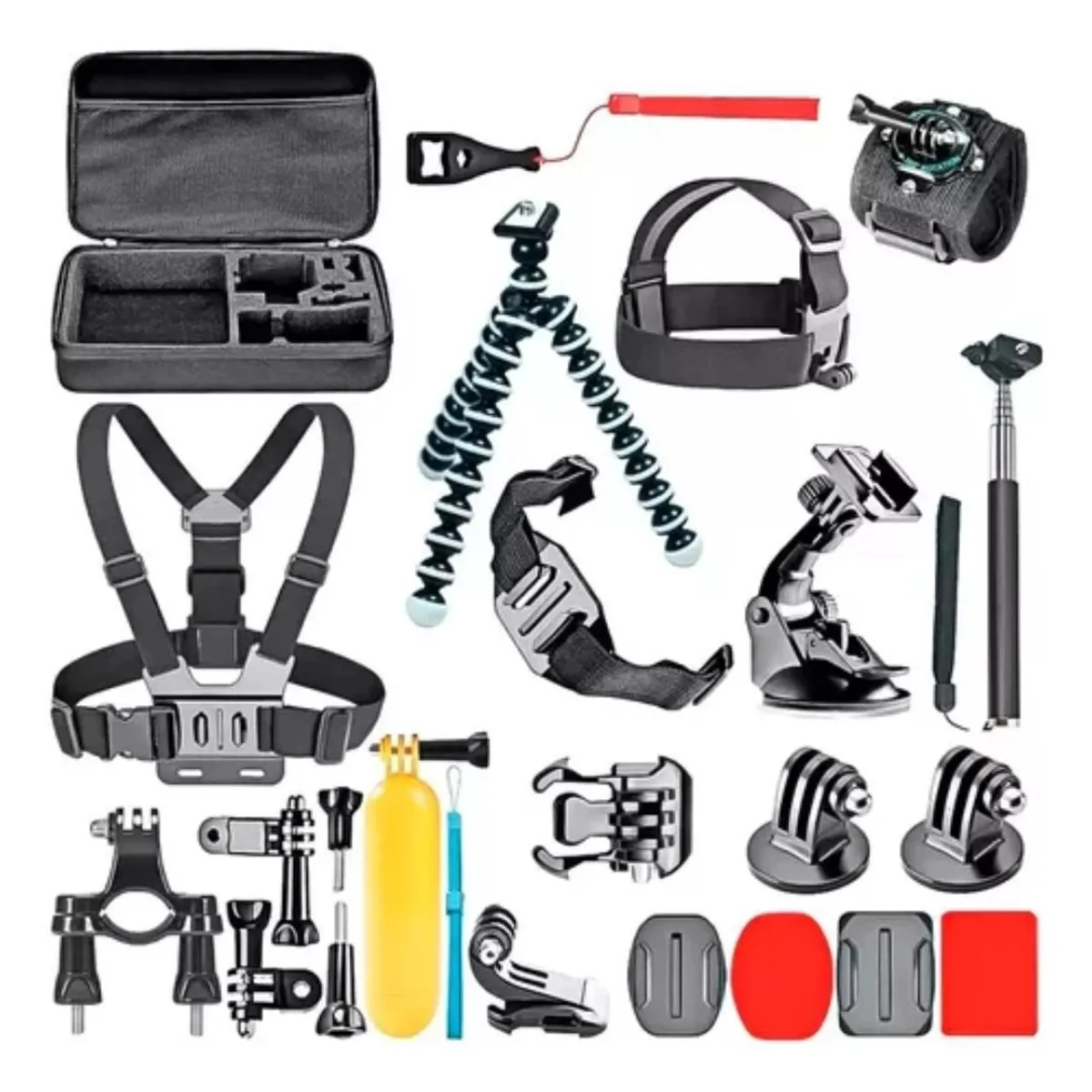 GENERICO - Kit Maleta Bolso Gopro 28 Piezas Accesorios Para Camara Deportiva