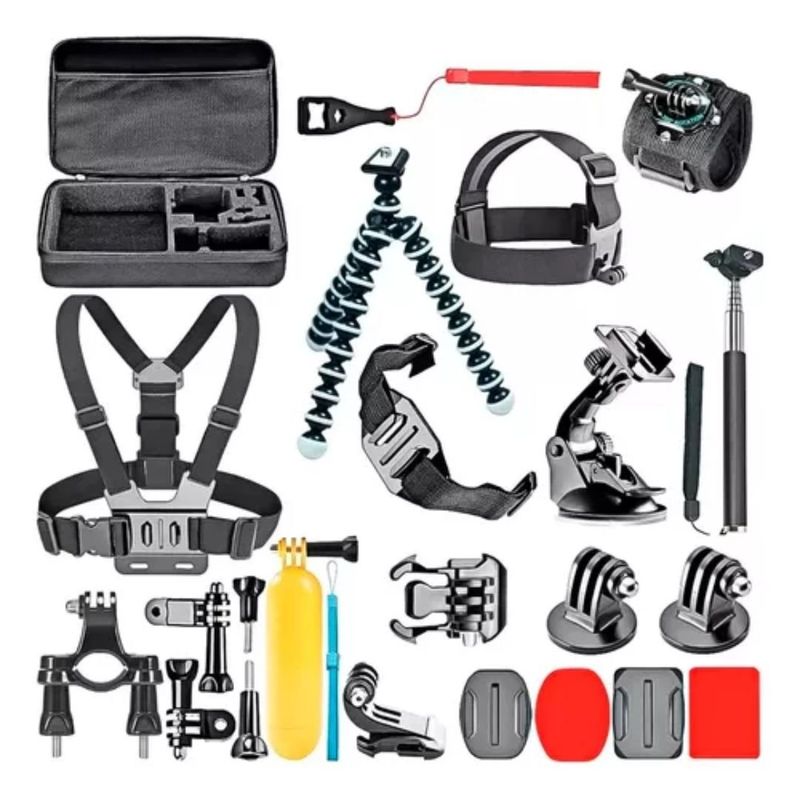 GENERICO - Kit Maleta Bolso Gopro 28 Piezas Accesorios Para Camara Deportiva