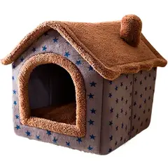 GENERICO - Casa Cama Refugio Diseño Estrellas Para Mascotas 44X36X39cm