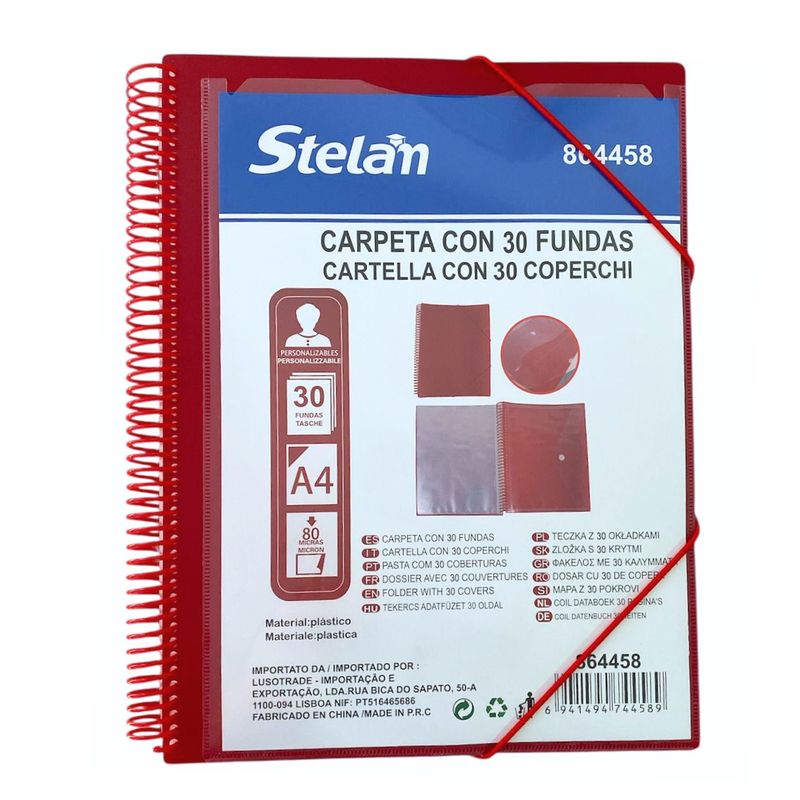 GENERICO - Carpeta Archivadora A4 Con 30 Fundas Y 1 Sobre Transparente