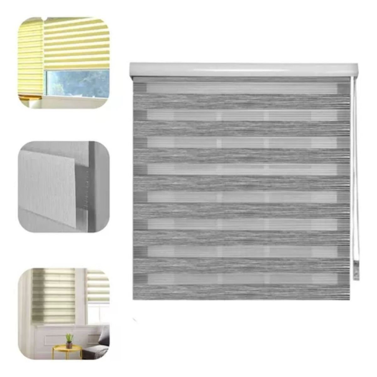 GENERICO - Cortina Roller Jaspeada Duo Zebra Dia Noche 120x240cm Gris