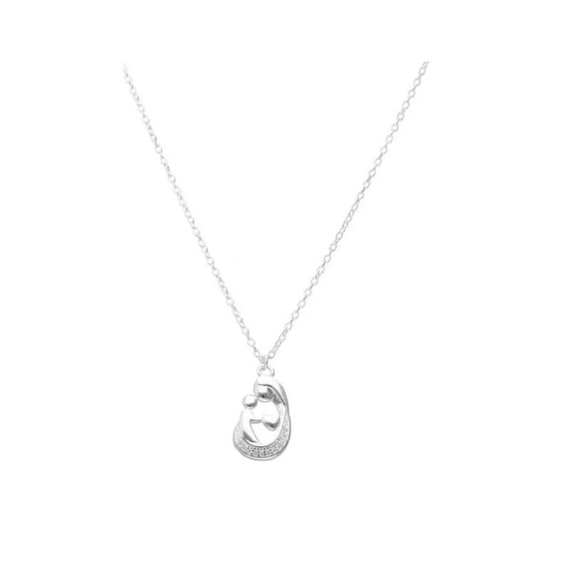 GENERICO - Collar Plata Madre Hijo Corazón Circones Regalo Mama