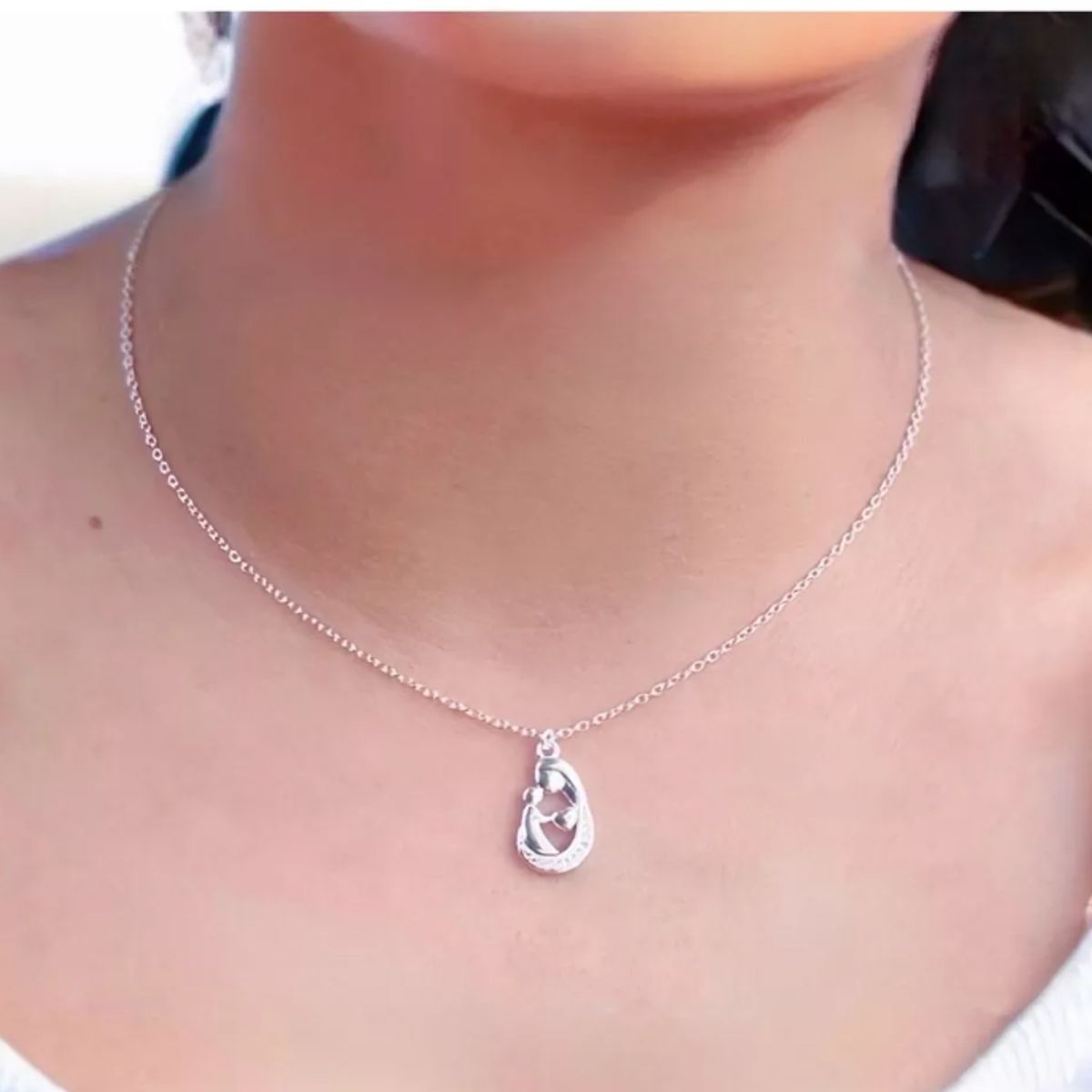 GENERICO - Collar Plata Madre Hijo Corazón Circones Regalo Mama