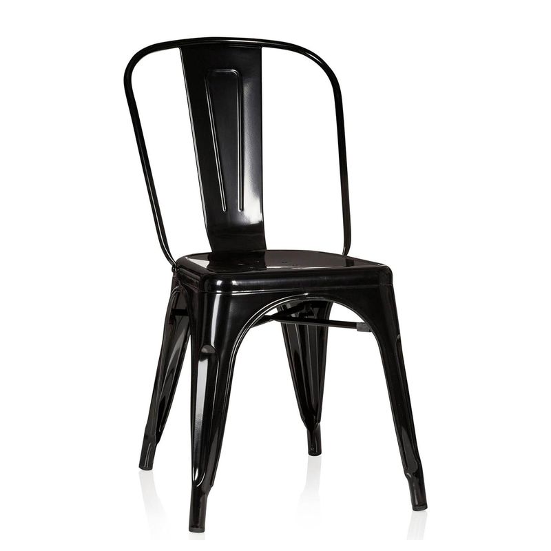 GLOBAL LATIN GROUP - Silla de Comedor de Metal Negra Diseño Moderno y Apilable