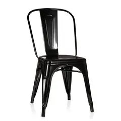 GLOBAL LATIN GROUP - Silla de Comedor de Metal Negra Diseño Moderno y Apilable