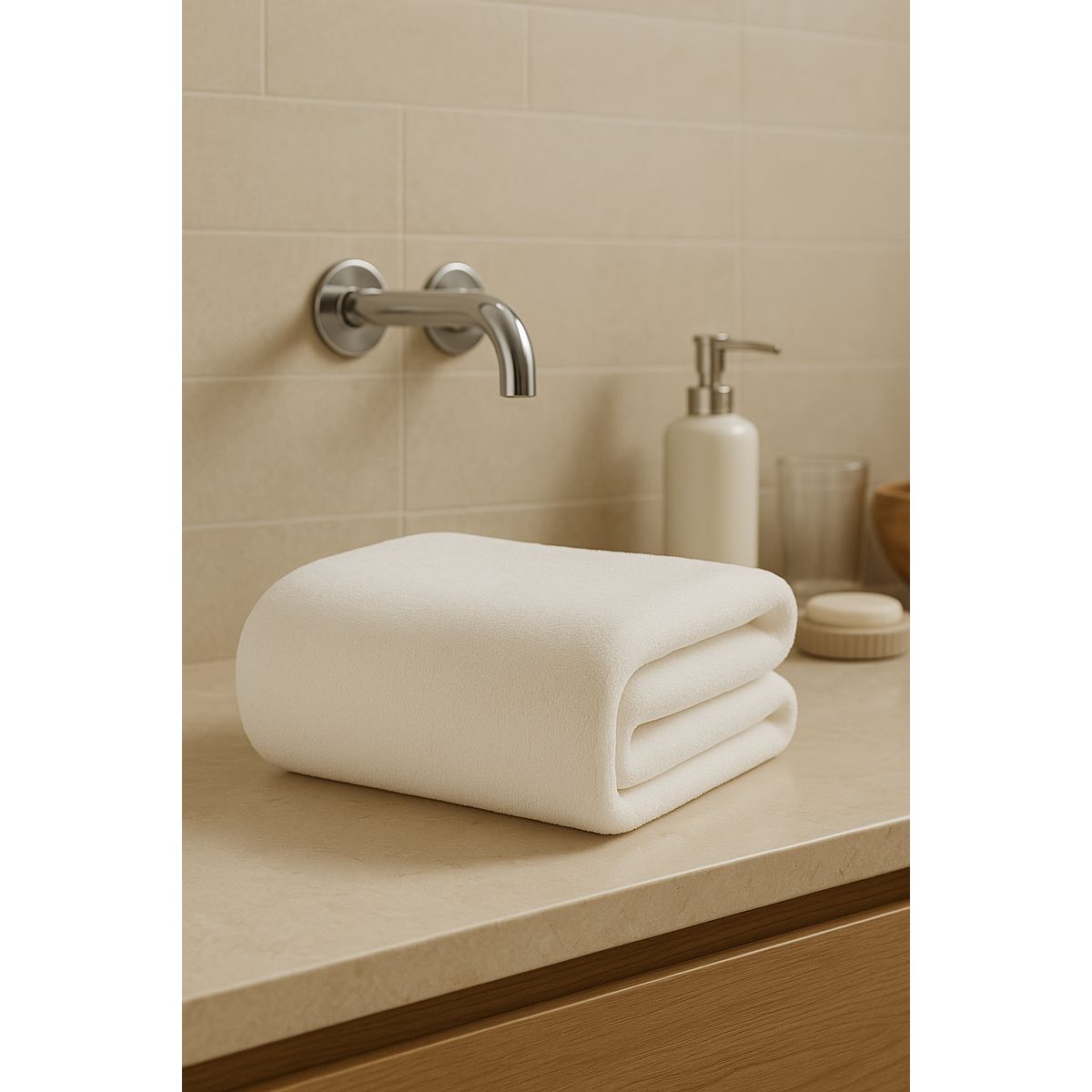 Toalla de Baño Microfibra Blanca 70x130 cm, marca COSAS CASA - Foto Principal