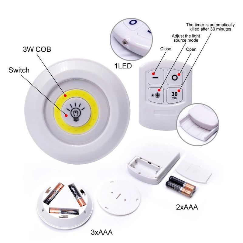 MOVI - Set 3 Luces led de emergencia con control remoto y temporizador