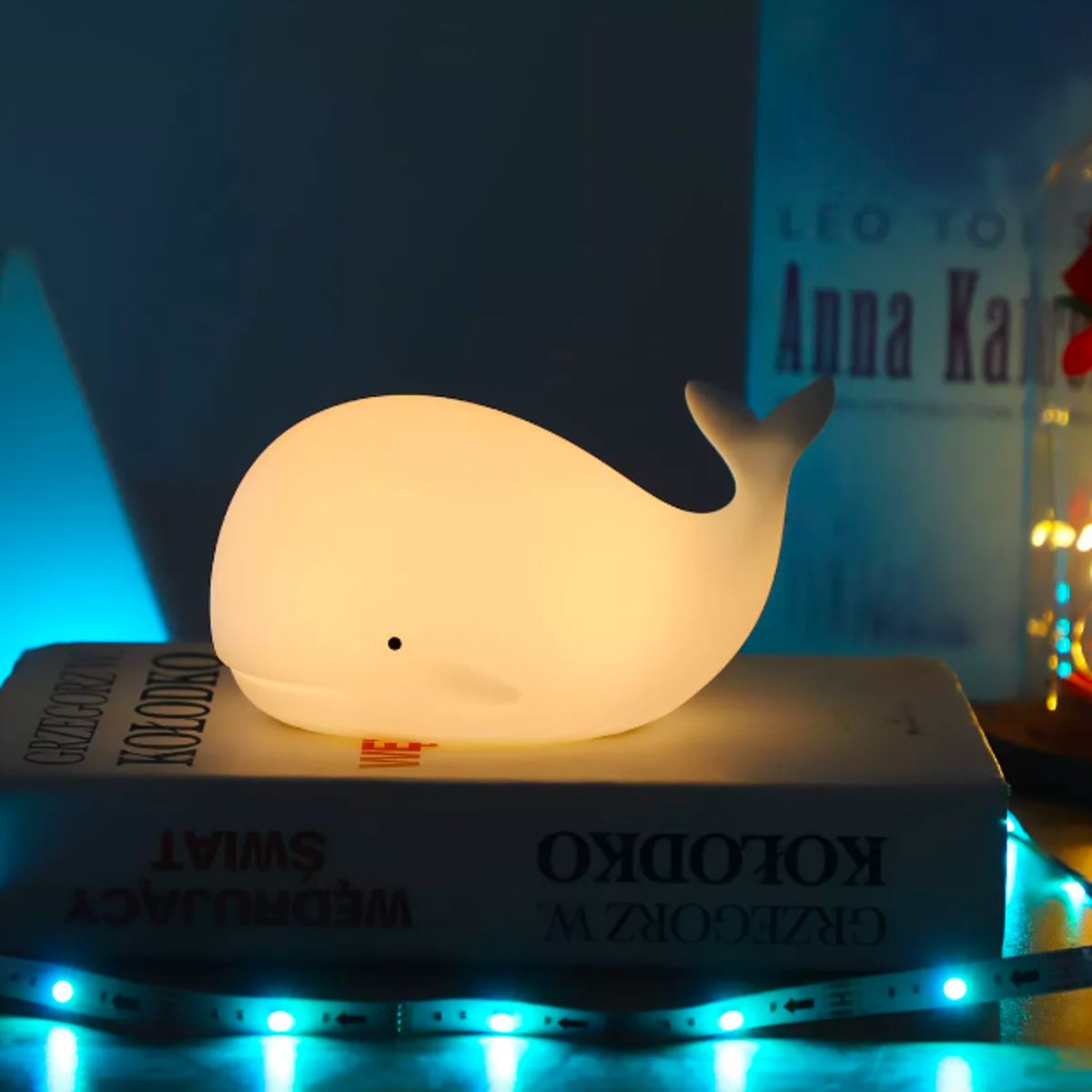 GENERICO - Lámpara ballena espanta cuco niños touch silicona espantacuco