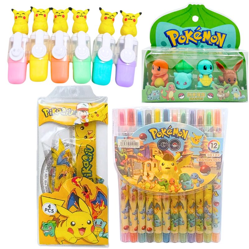 GENERICO - Kit Kawaii De Papelería Con Temática Pikachu