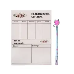 GENERICO - Planificador Semanal + 1 Lápiz Tinta Gel Kawaii