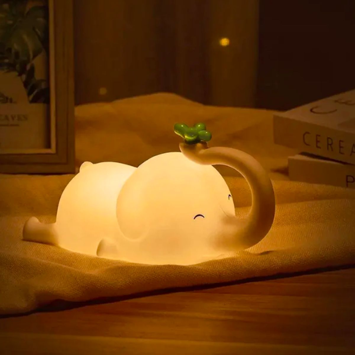 GENERICO - Lámpara elefante espanta cuco niños touch silicona espantacuco