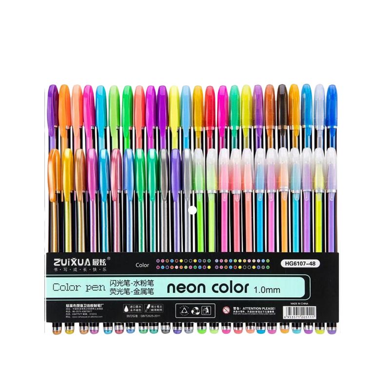 MOTARRO - Pack 48 Lápices Tinta Gel Colores Neón 1.0mm