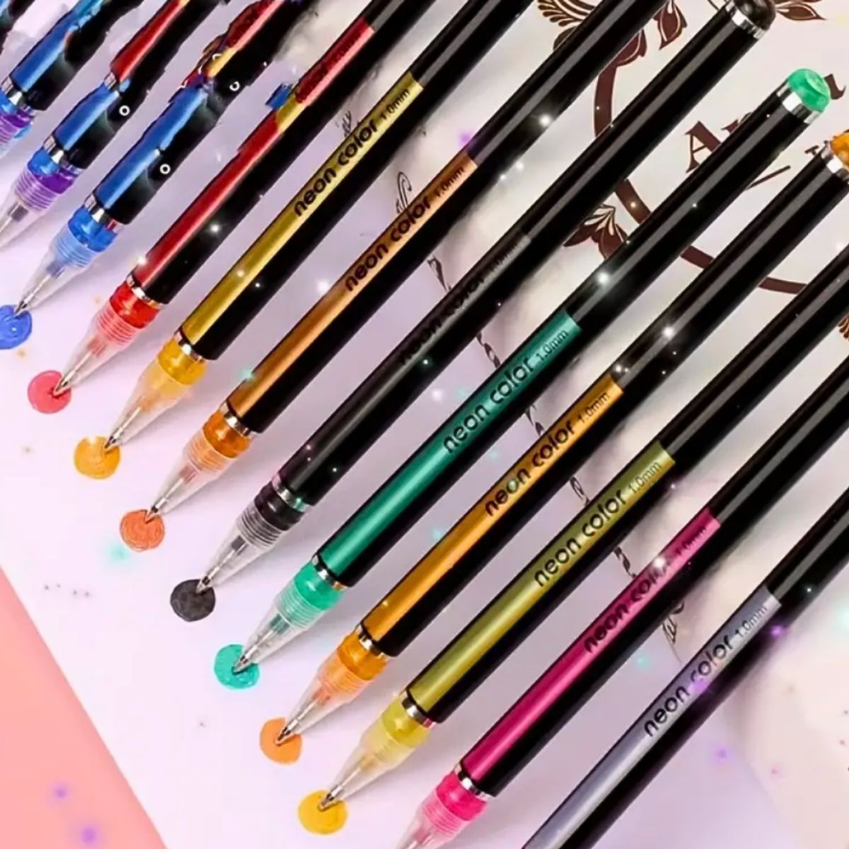 MOTARRO - Pack 48 Lápices Tinta Gel Colores Neón 1.0mm