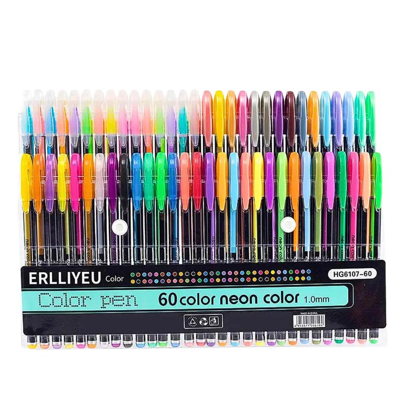 MOTARRO - Pack 60 Lápices Tinta Gel Colores Neón 1.0mm
