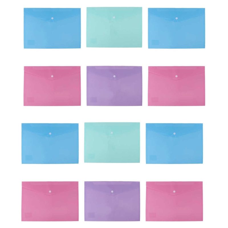 GENERICO - Pack de 12 Sobres Plásticos para Documentos 23x32 cm A4