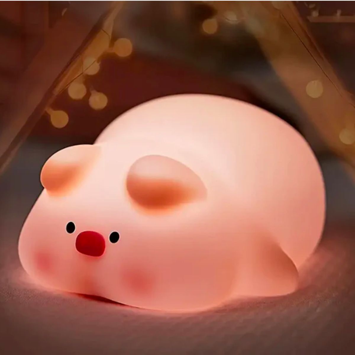 GENERICO - Lámpara cerdito chanchito espanta cuco led niños touch silicona