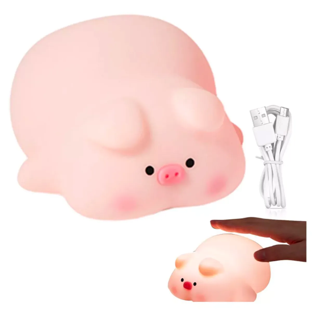 GENERICO - Lámpara cerdito chanchito espanta cuco led niños touch silicona