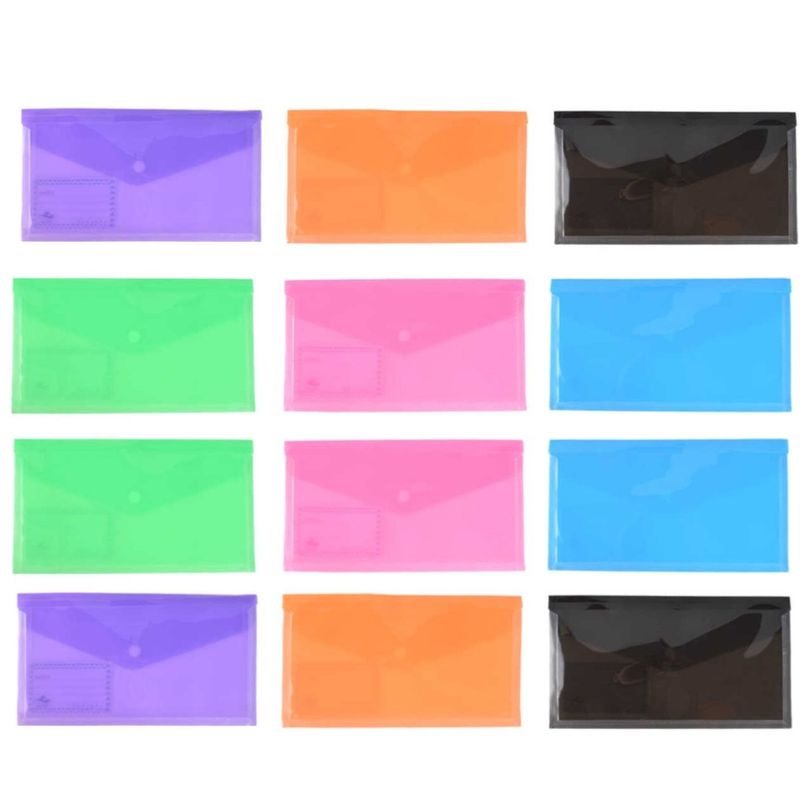 GENERICO - Pack de 12 Sobres Plásticos A6 Colores Variados