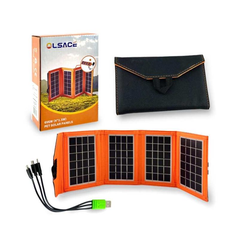 GENERICO - PANEL SOLAR PORTATIL PLEGABLE 6W CAMPING