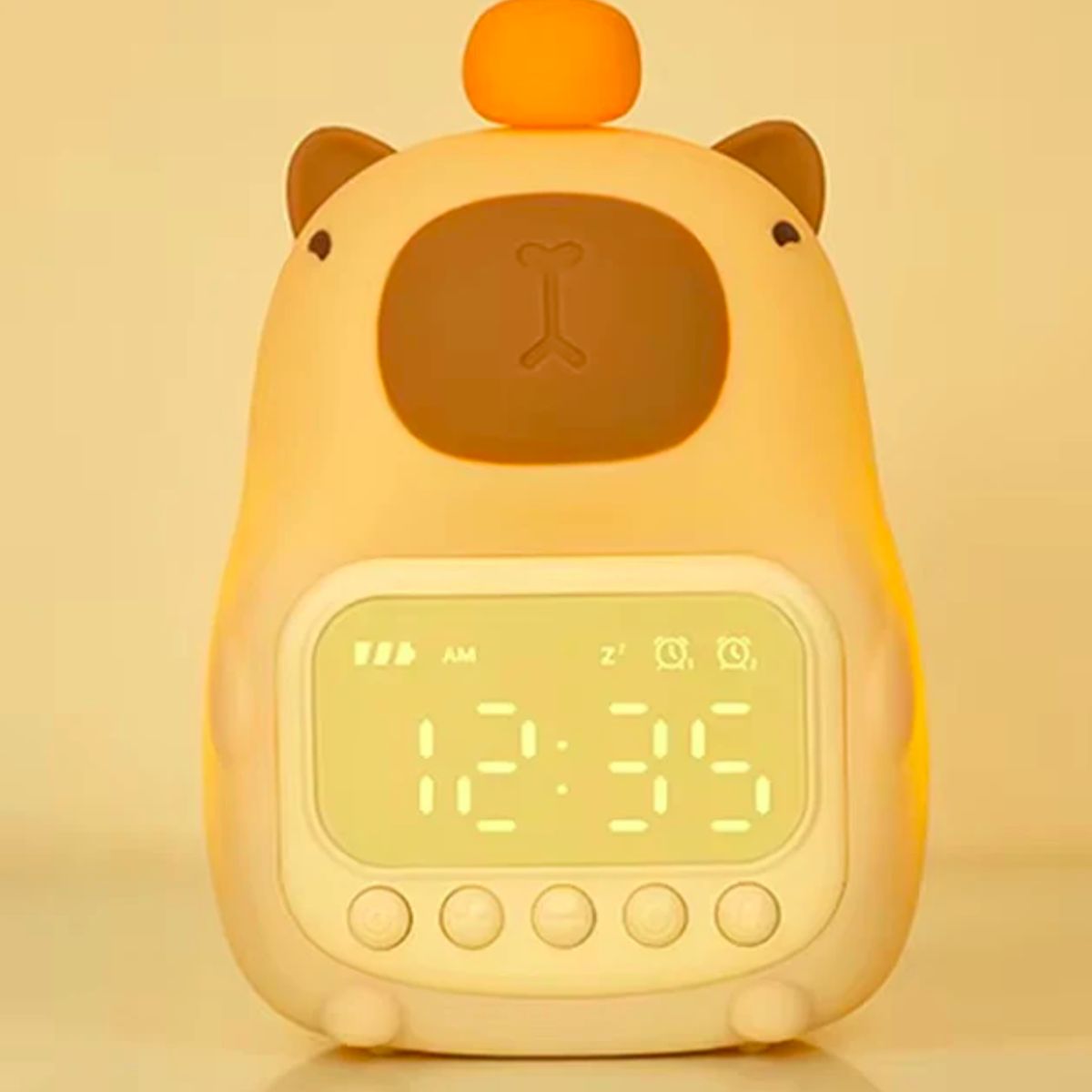 GENERICO - Lámpara reloj Capybara espanta cuco led niños touch silicona
