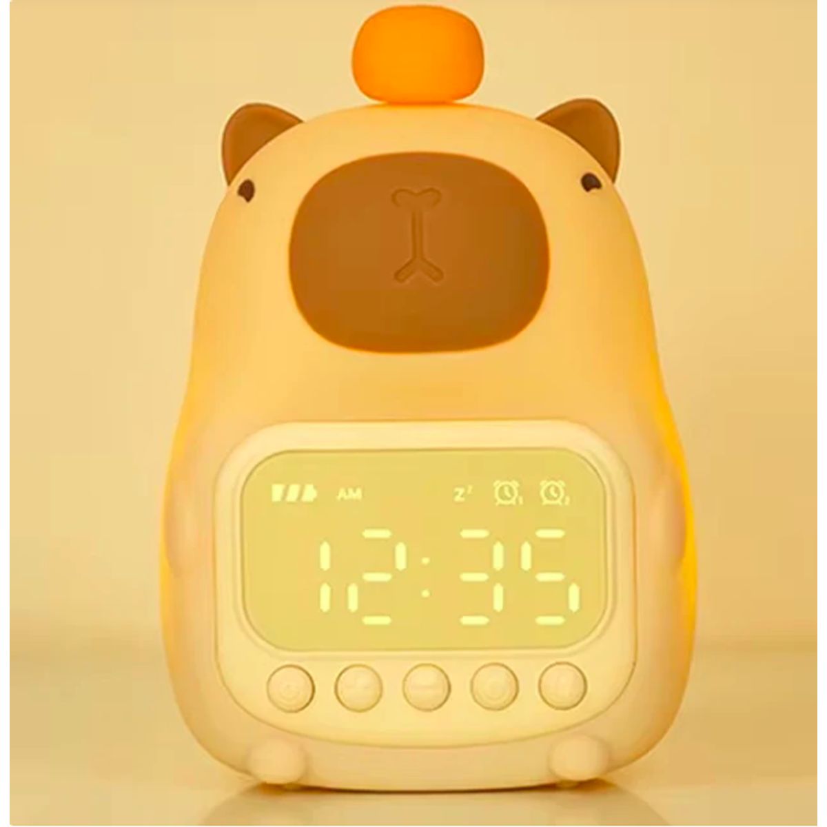 GENERICO - Lámpara reloj Capybara espanta cuco led niños touch silicona