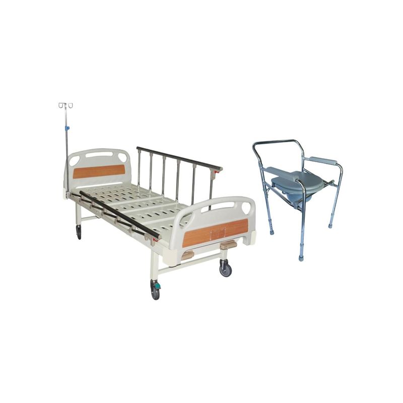 GLOMED - Pack Cama Clínica Manual 2 Posiciones + Baño Portátil GLOMED