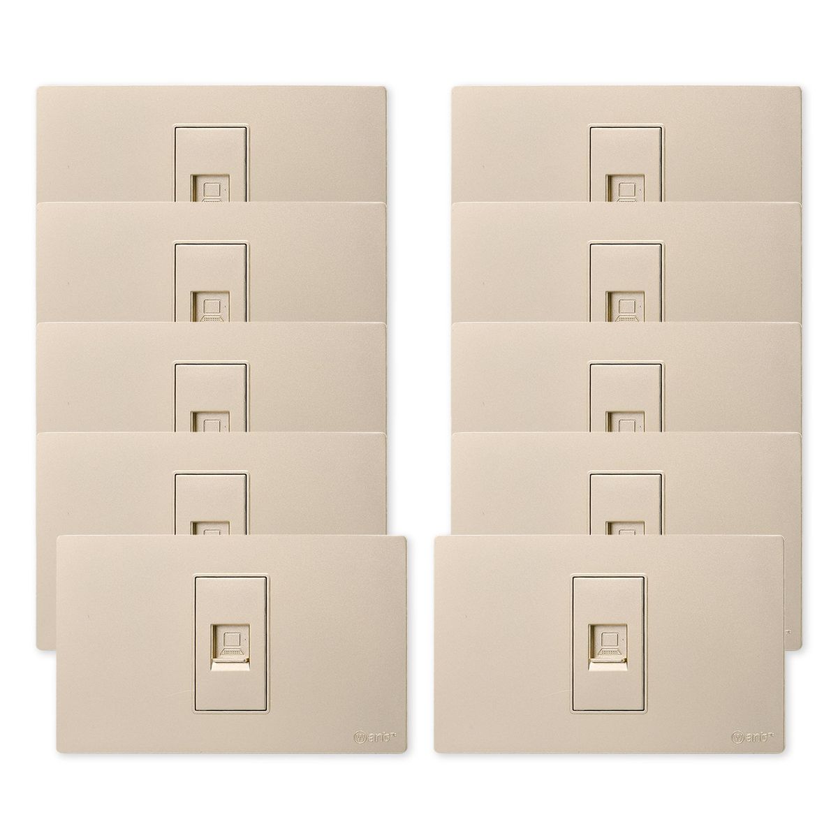 WANT - Pack 10 Toma Internet Metálico RJ65 - Dorado