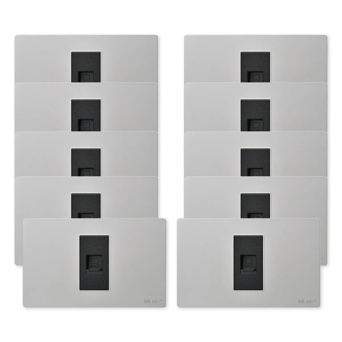 WANT - Pack 10 Toma Internet Metálico RJ65 - Gris Negro