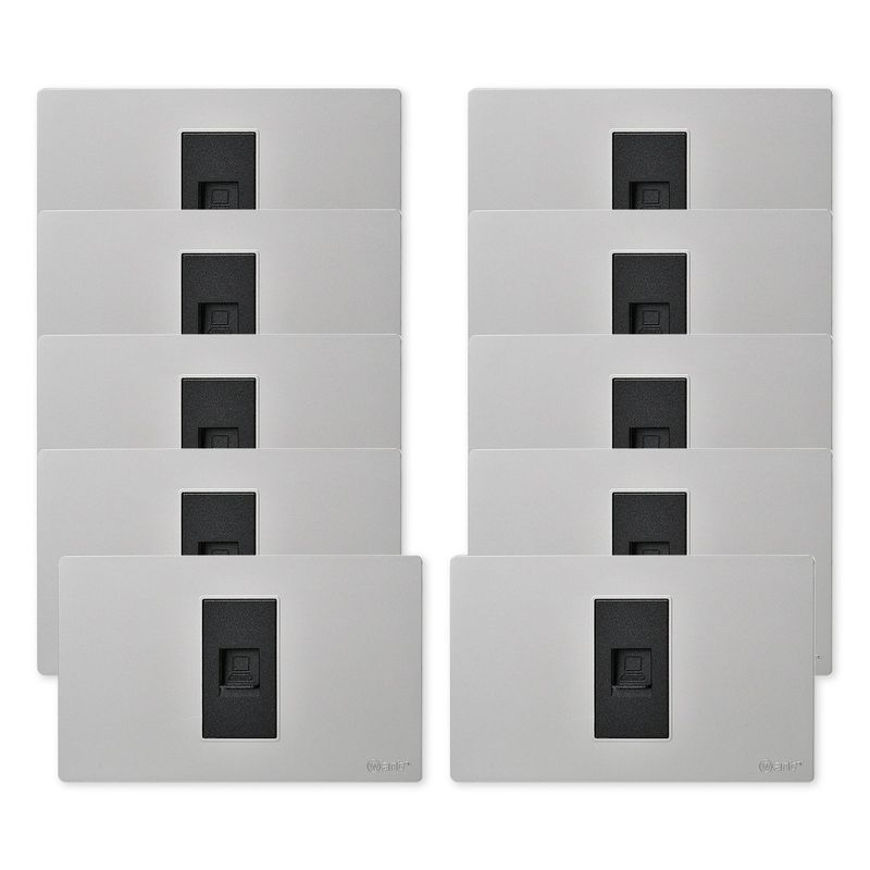 WANT - Pack 10 Toma Internet Metálico RJ65 - Gris Negro