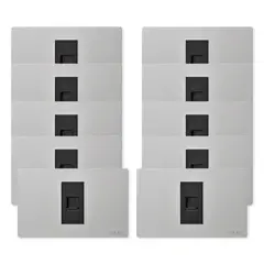 WANT - Pack 10 Toma Internet Metálico RJ65 - Gris Negro