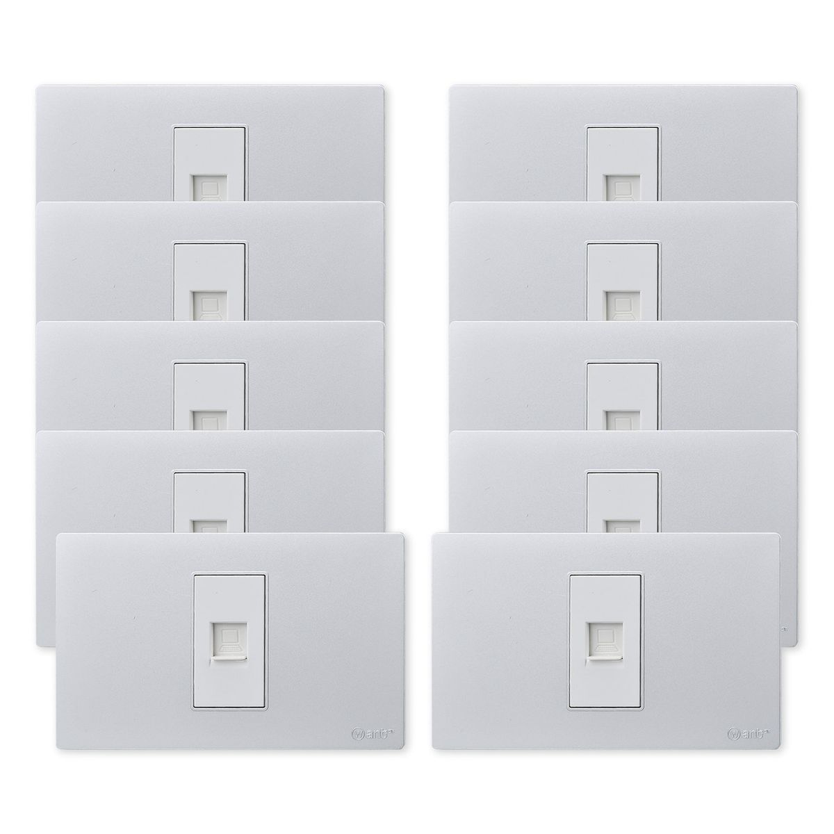 WANT - Pack 10 Toma Internet Metálico RJ65 - Gris Blanco