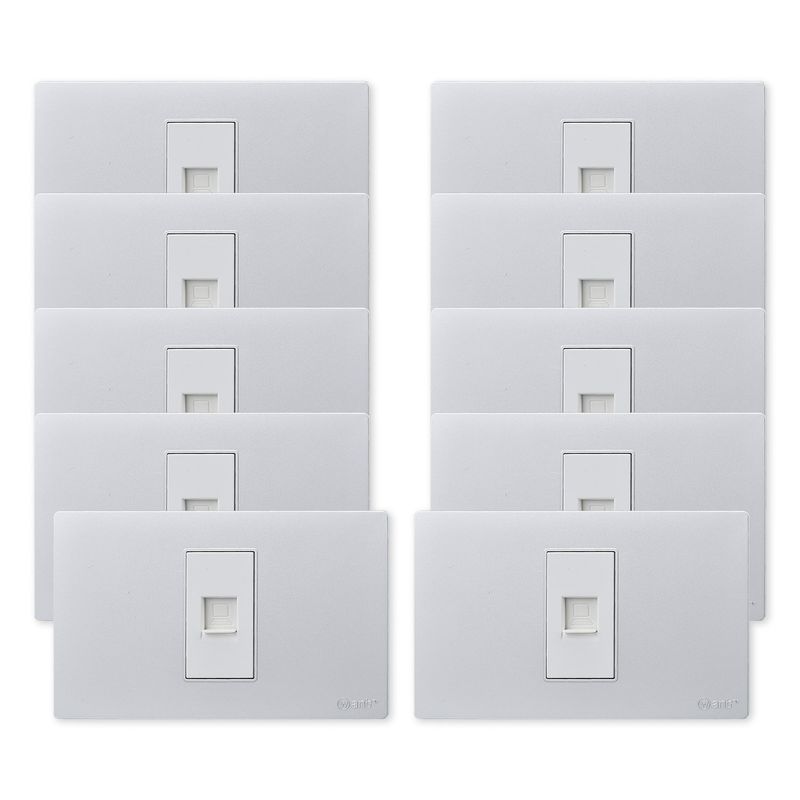 WANT - Pack 10 Toma Internet Metálico RJ65 - Gris Blanco.