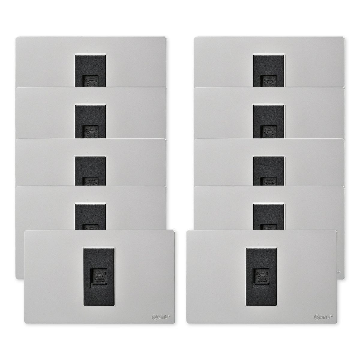 WANT - Pack 10 Toma Telefónica Metálico RJ11 - Gris Negro