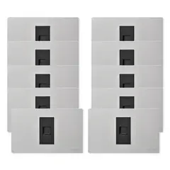 WANT - Pack 10 Toma Telefónica Metálico RJ11 - Gris Negro
