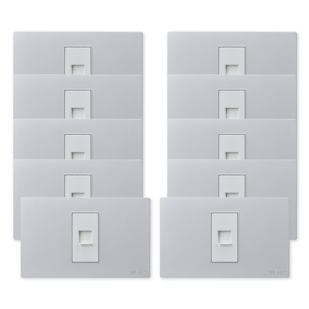 WANT - Pack 10 Toma Telefónica Metálico RJ11 - Gris Blanco