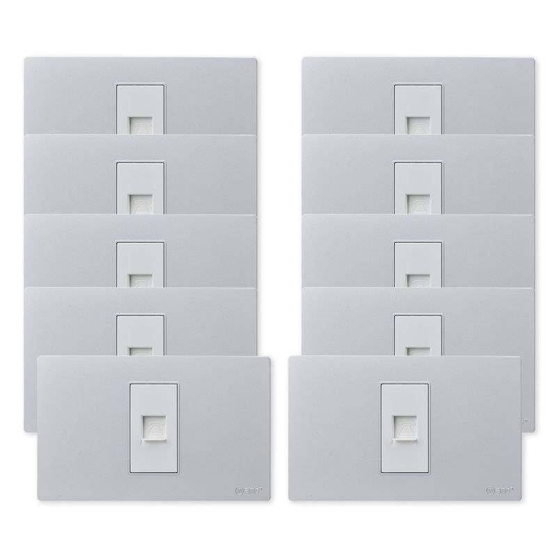 WANT - Pack 10 Toma Telefónica Metálico RJ11 - Gris Blanco.