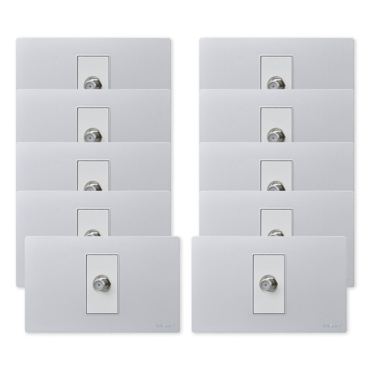 WANT - Pack 10 Toma TV Metálico - Gris Blanco